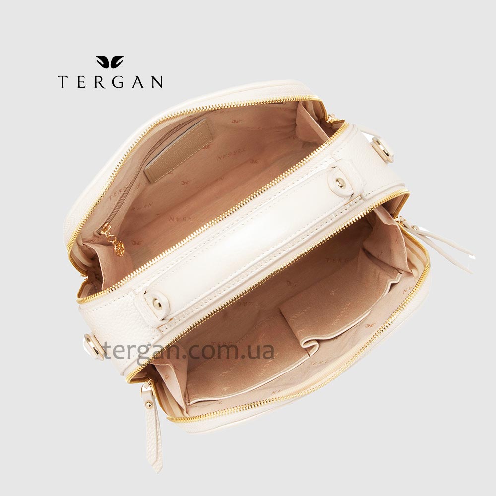 Сумка Сундук женская Кожаная TERGAN 79135  BEJ PERLA MIMOZA Белый