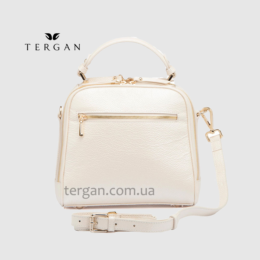 Сумка Сундук женская Кожаная TERGAN 79135  BEJ PERLA MIMOZA Белый