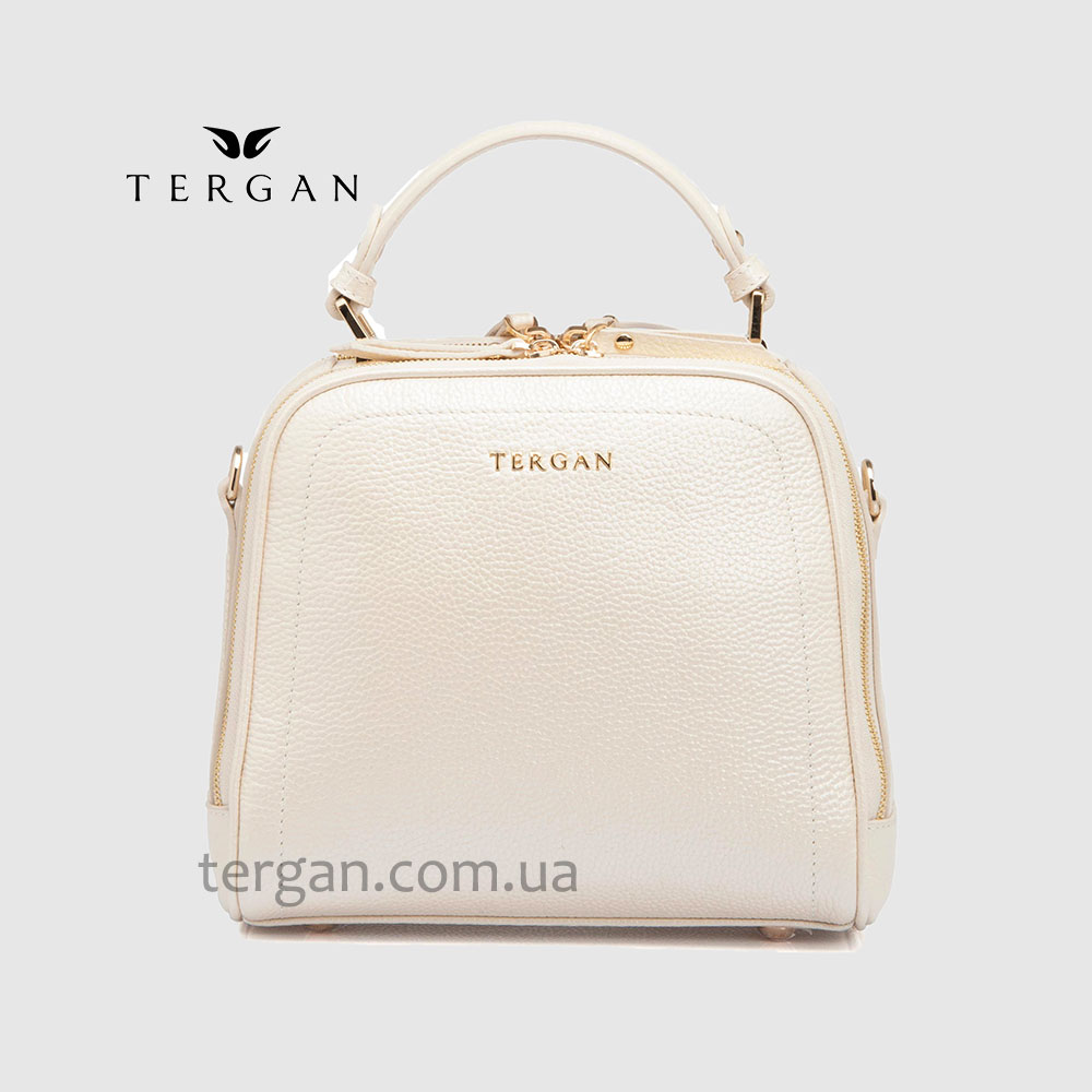 Сумка Сундук женская Кожаная TERGAN 79135  BEJ PERLA MIMOZA Белый