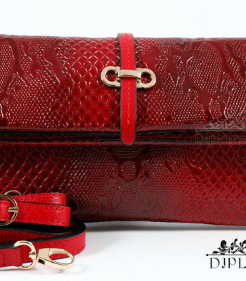 Клатч женский кожаный на длином ремешке KARYA 0674 019 RED Lack
