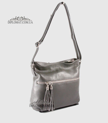 Сумка Женская BELLINI Vaglia Кожаная С Ремнем через плечоD.GREY  floater