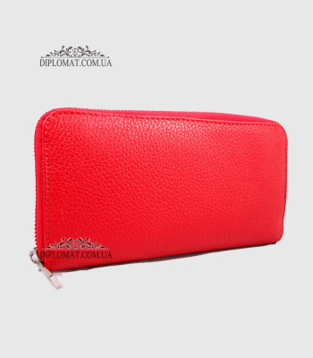 Кошелек на молнии EMANUELA FERRETTI 0029 Кожа внутри и снаружи 12 отделений под карточки RED floater