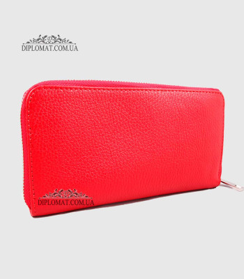 Кошелек на молнии EMANUELA FERRETTI 0029 Кожа внутри и снаружи 12 отделений под карточки RED floater