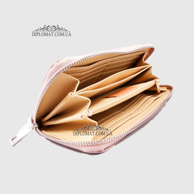Кошелек на молнии EMANUELA FERRETTI 0029 Кожа внутри и снаружи 12 отделений под карточки  NUDE FLOATER Пудра