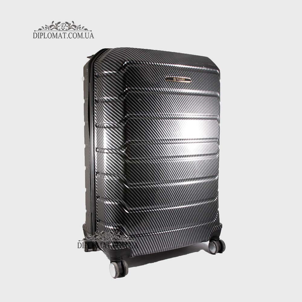 Чемодан поликарбонат на колесах GUARD 010603 CARBON BLACK Черный  Размер XL ( 28 x 75 x 47 cm 4,24 кг)