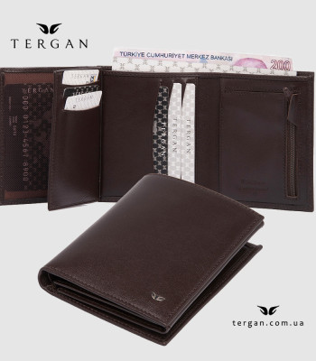 Портмоне мужское TERGAN 1430 Кожаное ВертикальноеKAHVE RUSTIC Коричневый