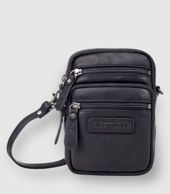Сумка мужская небольшого размера с ремнем через плечо HILL BURRY 3192  Crazy Horse Black