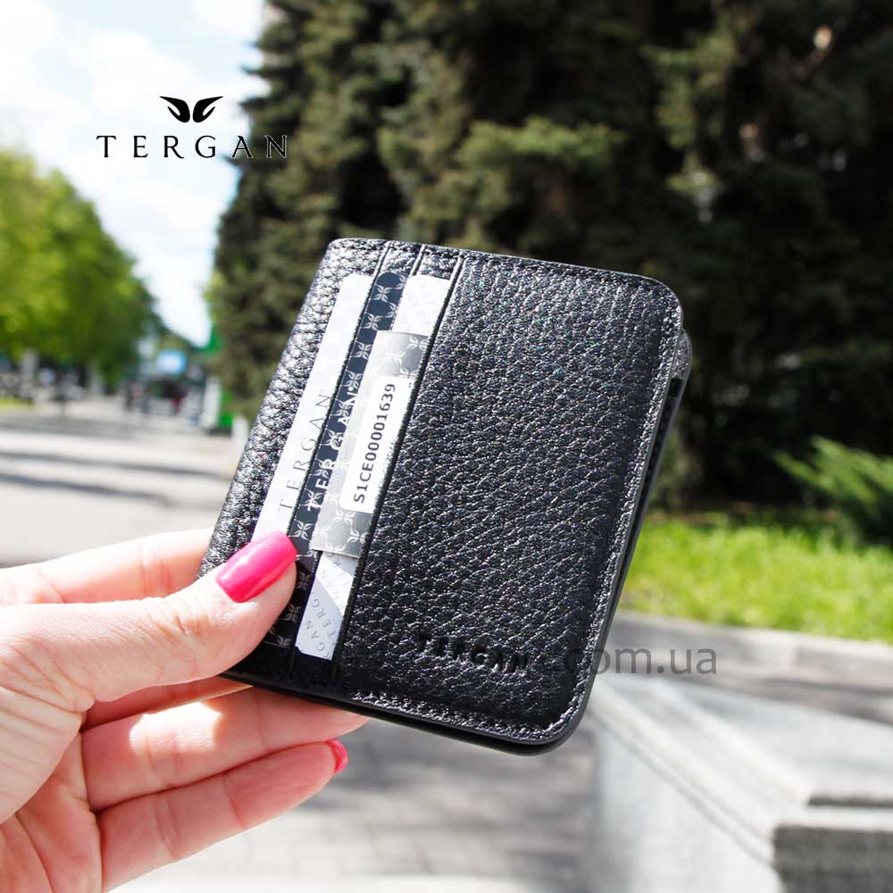 Зажим для денег TERGAN 1639 На магните с 6 отделениями для карточек SIYAH FLOATER Черный Черный